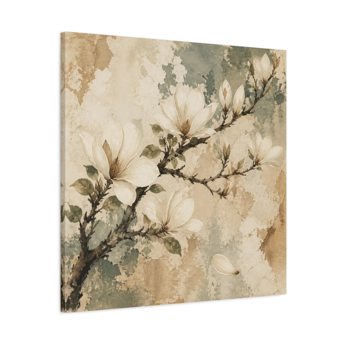 Side Mockup 3. Botanical Magnolia Branch shown as canvas print