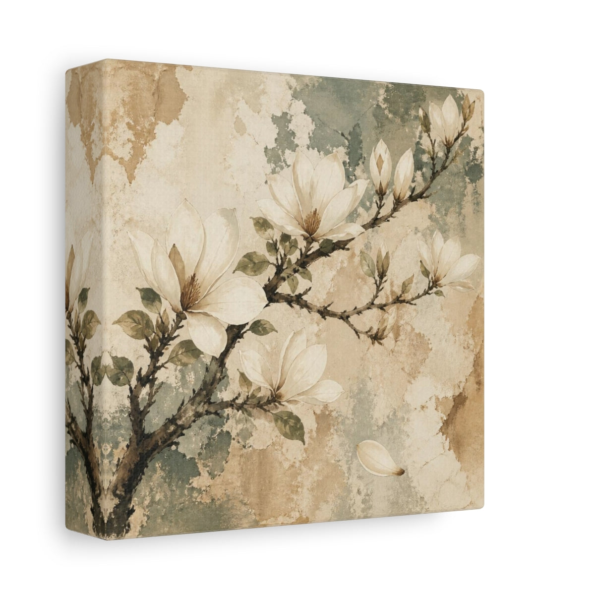 Side Mockup 2. Botanical Magnolia Branch shown as canvas print