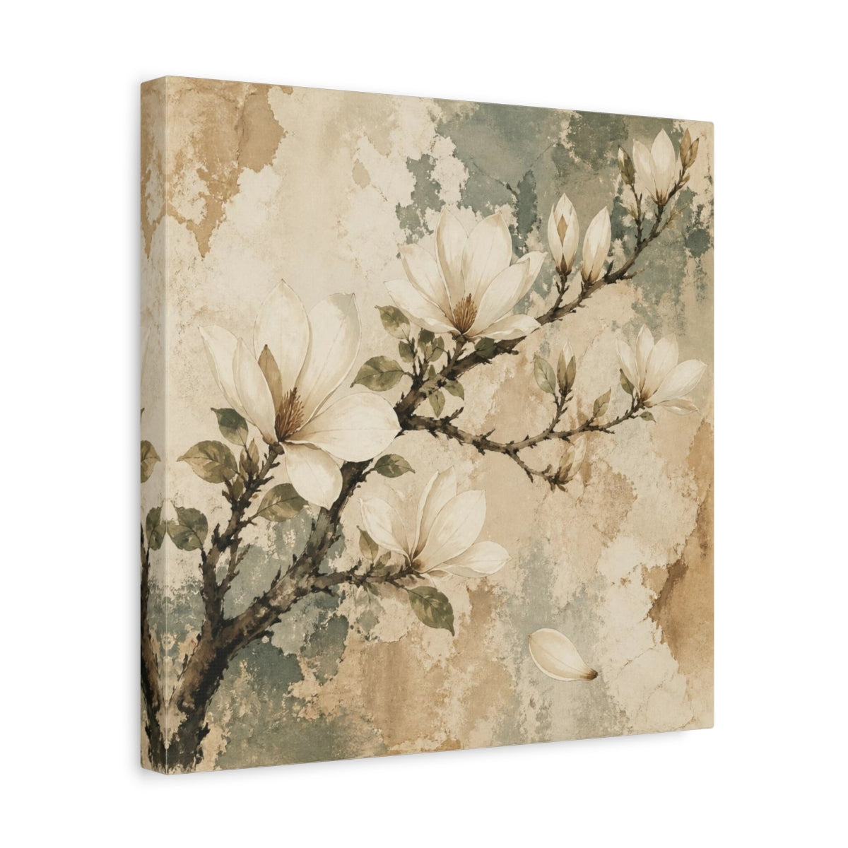 Side Mockup 7. Botanical Magnolia Branch shown as canvas print