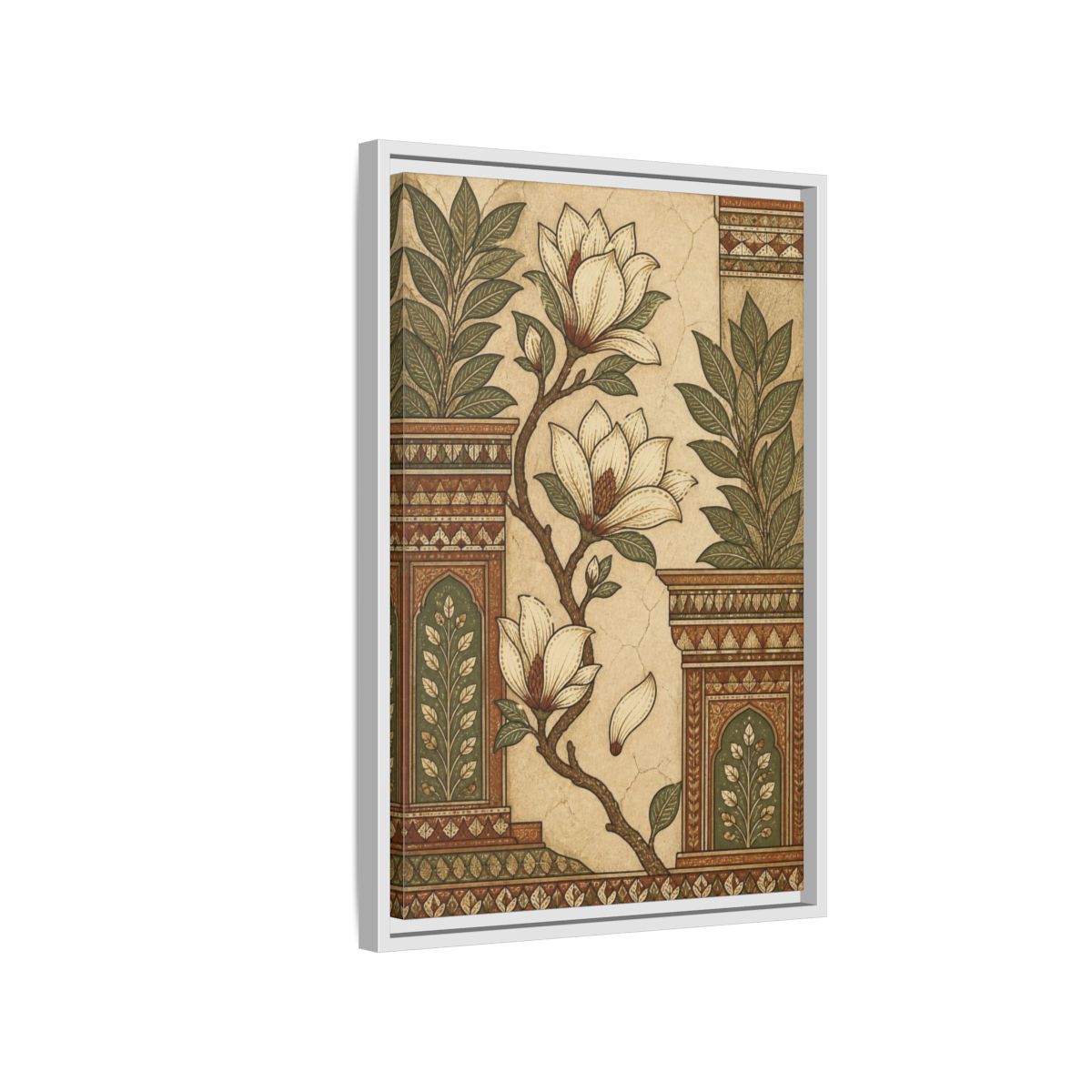 Side Mockup 1. Botanical Magnolia Branch shown as framed canvas print