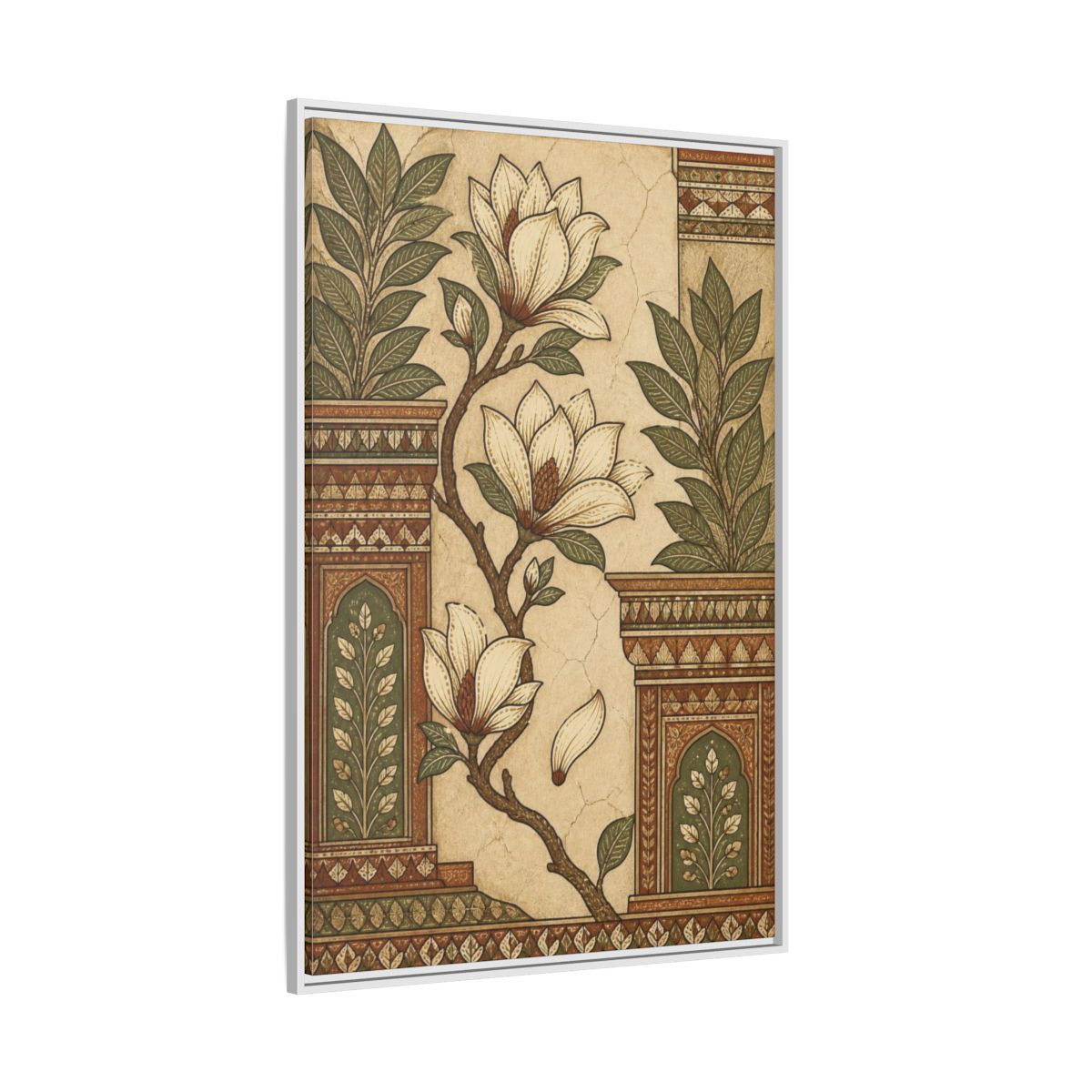 Side Mockup 7. Botanical Magnolia Branch shown as framed canvas print