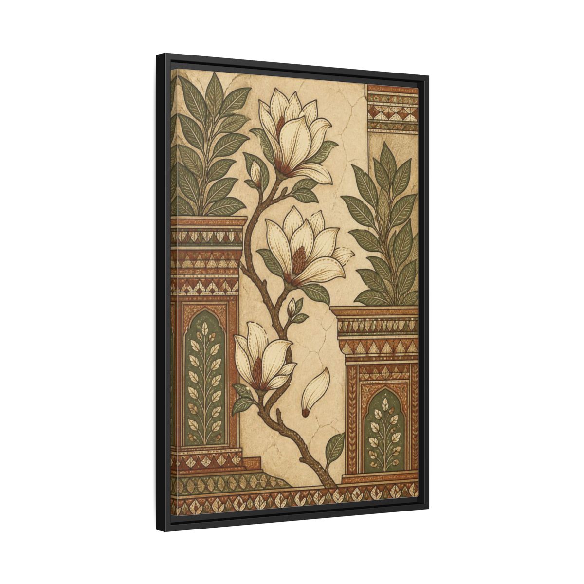 Side Mockup 14. Botanical Magnolia Branch shown as framed canvas print