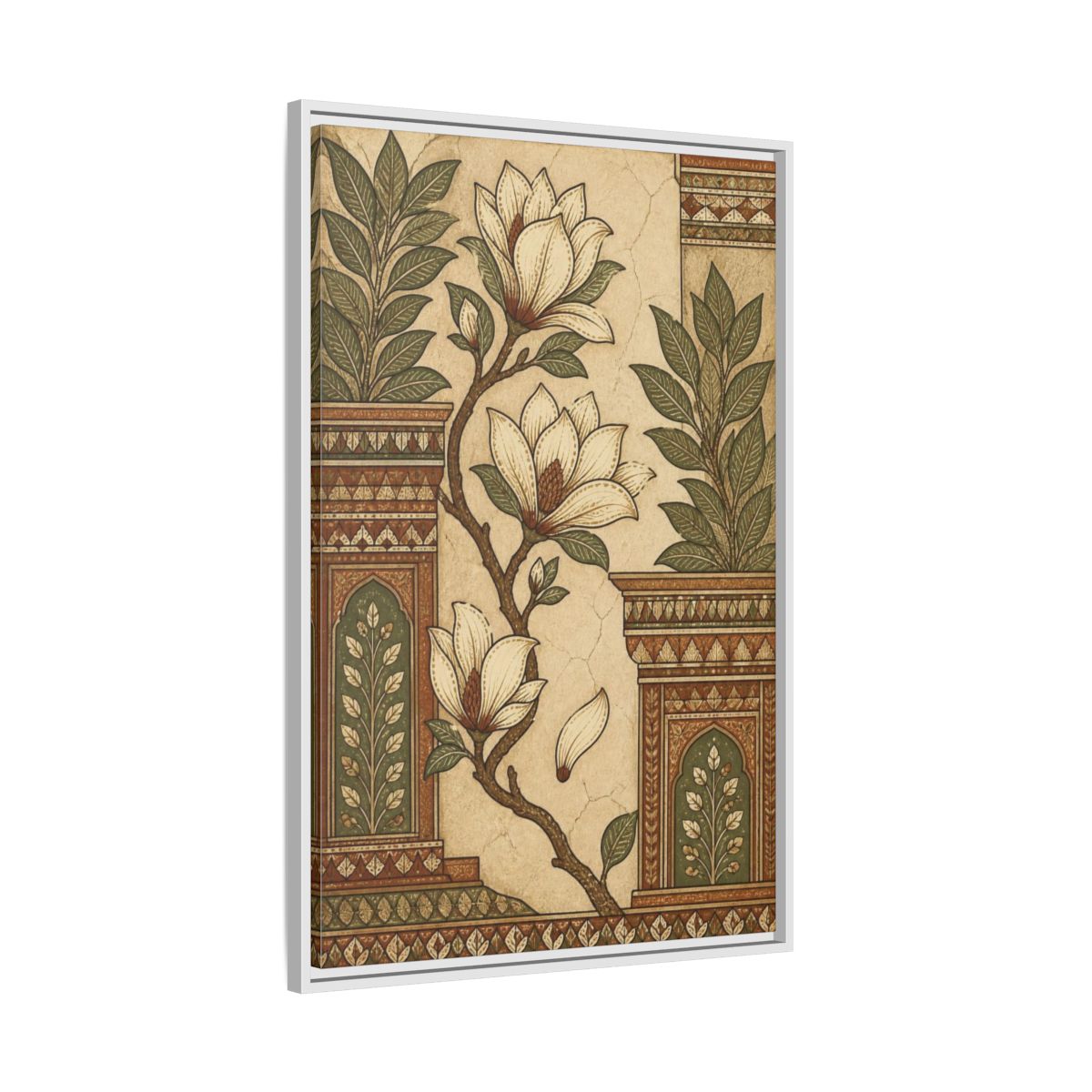 Side Mockup 9. Botanical Magnolia Branch shown as framed canvas print
