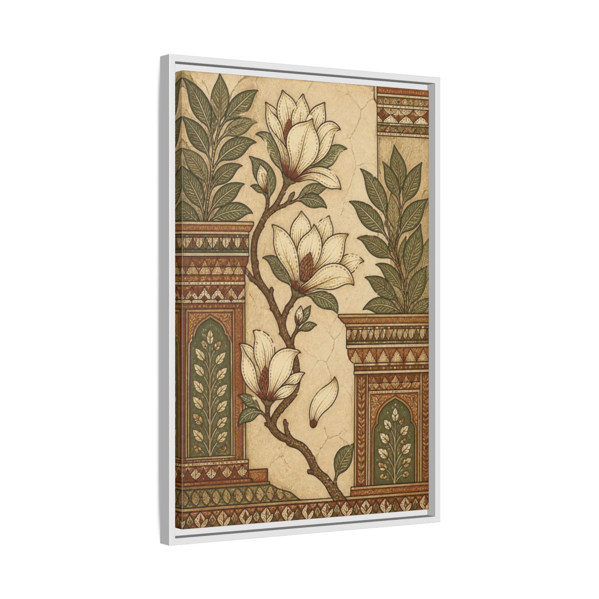 Side Mockup 10. Botanical Magnolia Branch shown as framed canvas print