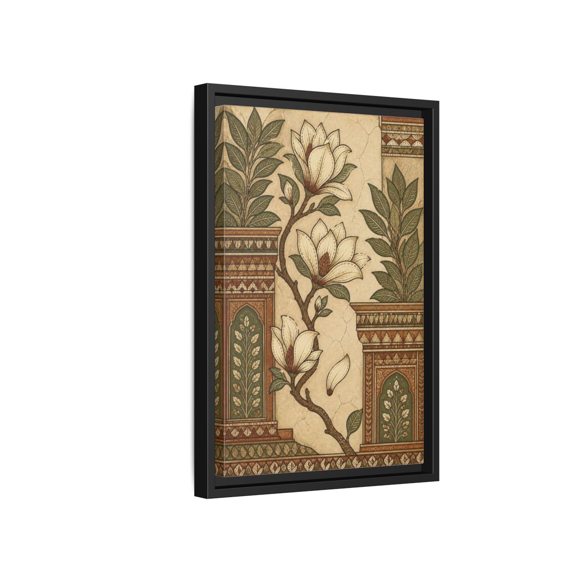 Side Mockup 6. Botanical Magnolia Branch shown as framed canvas print