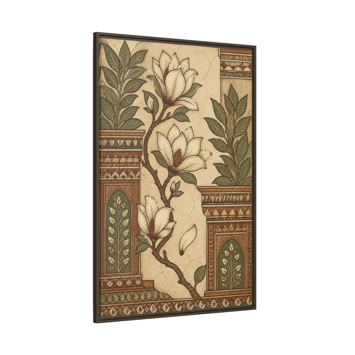 Side Mockup 8. Botanical Magnolia Branch shown as framed canvas print