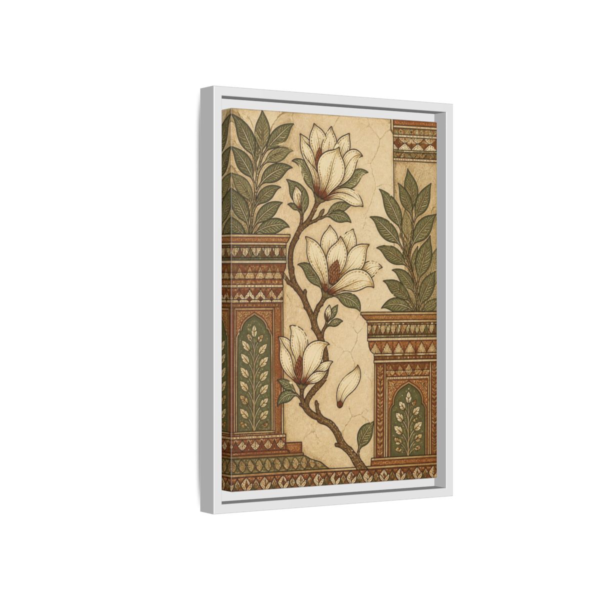 Side Mockup 4. Botanical Magnolia Branch shown as framed canvas print