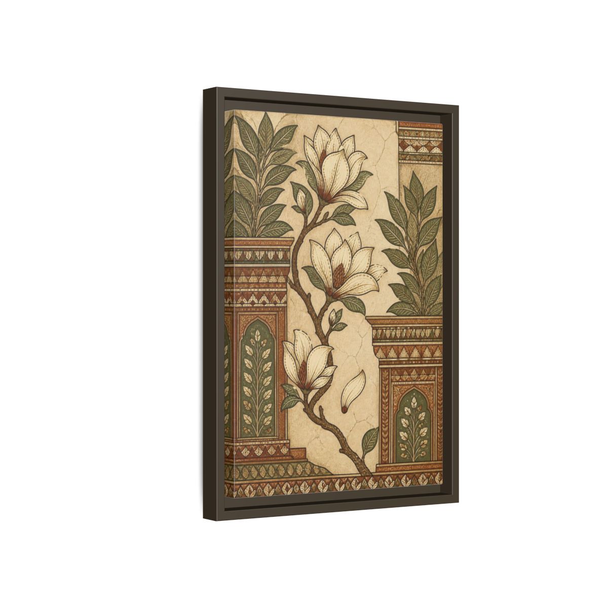 Side Mockup 5. Botanical Magnolia Branch shown as framed canvas print