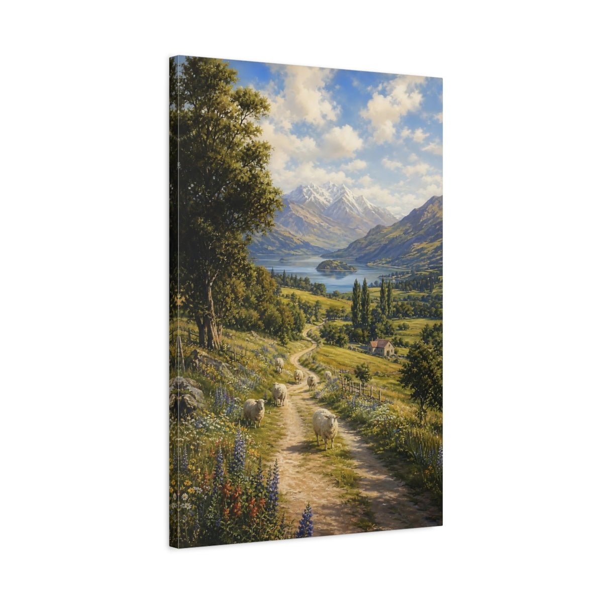 Botanical - Meadow Landscape Painting New Zealand Valley Canvas Print – Living Room, Above Couch - YesArtYes