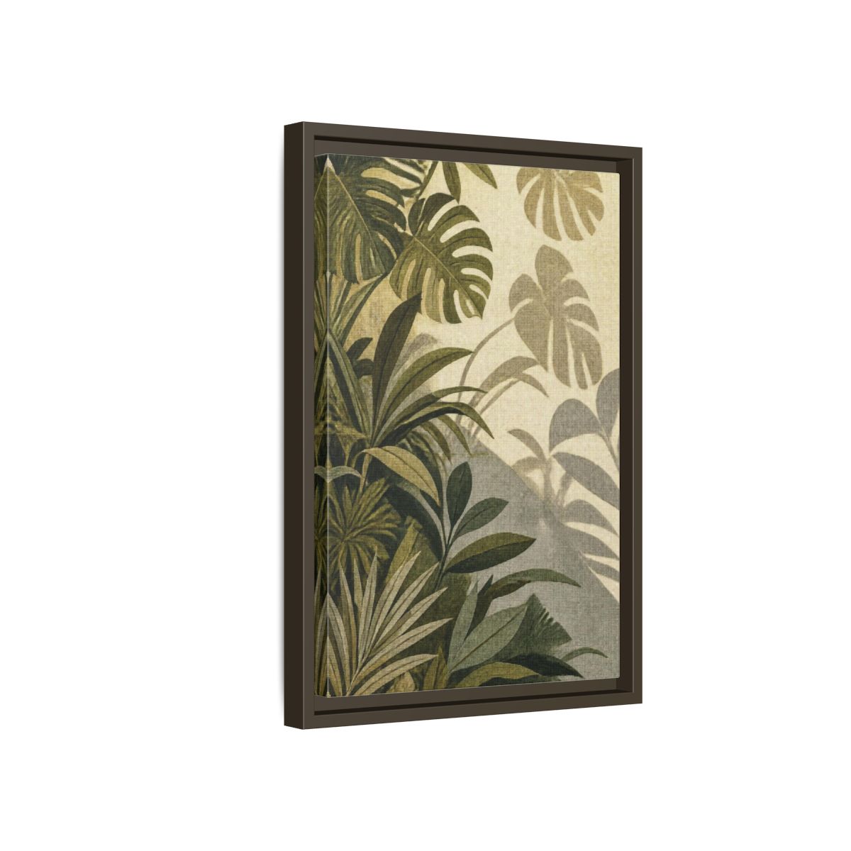 Side Mockup 5. Botanical Monstera Leaves shown as framed canvas print