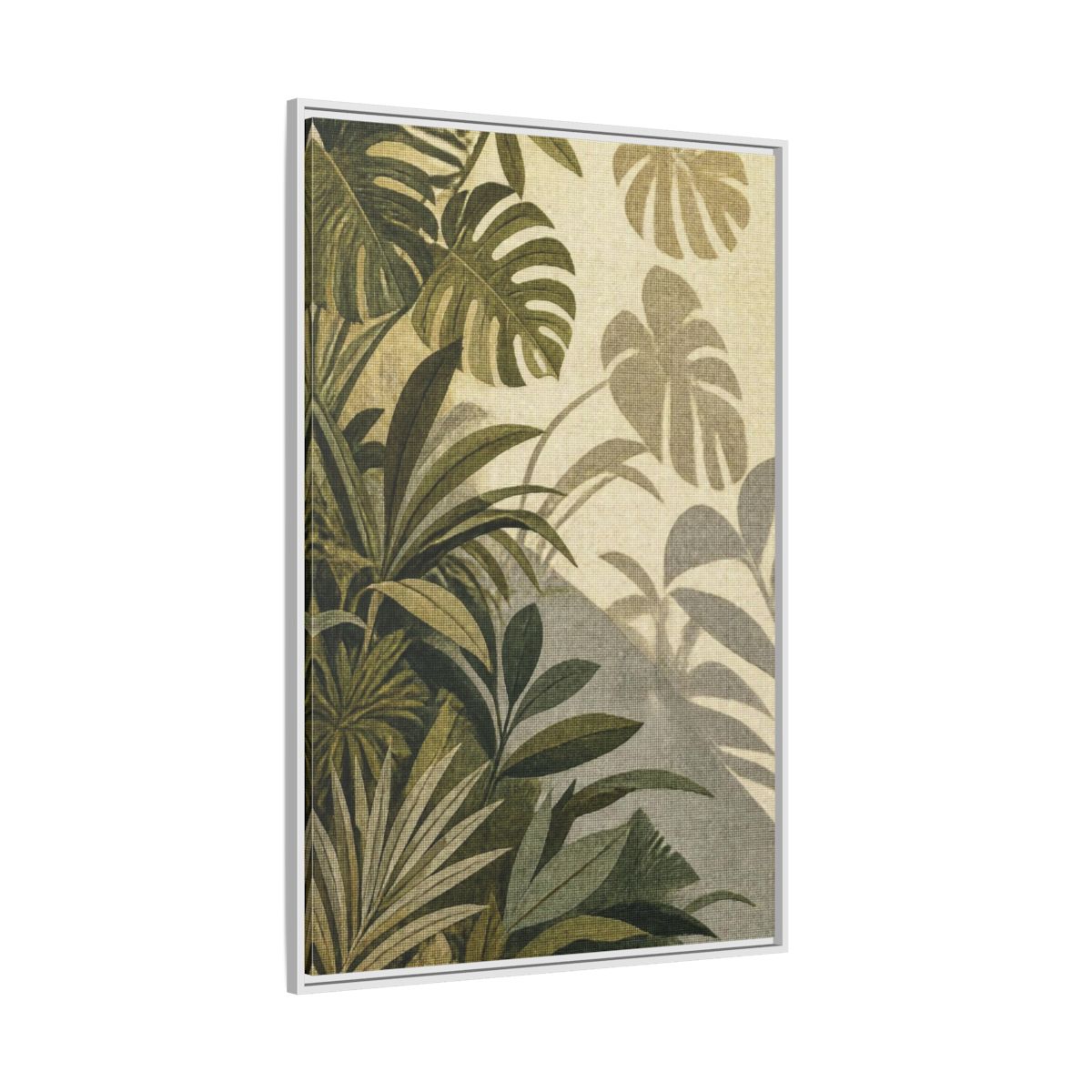 Side Mockup 7. Botanical Monstera Leaves shown as framed canvas print