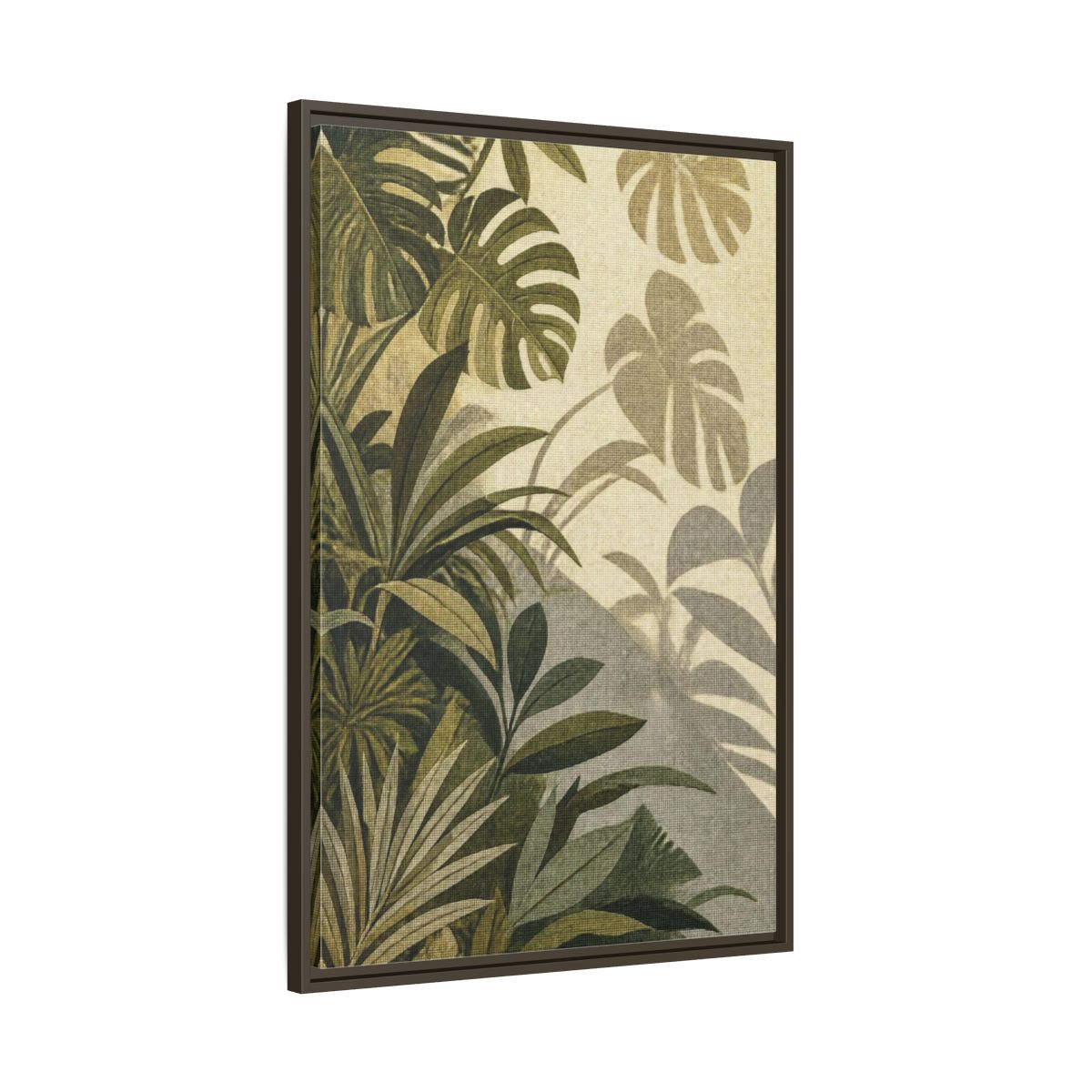 Main Mockup. Botanical Monstera Leaves shown as framed canvas print