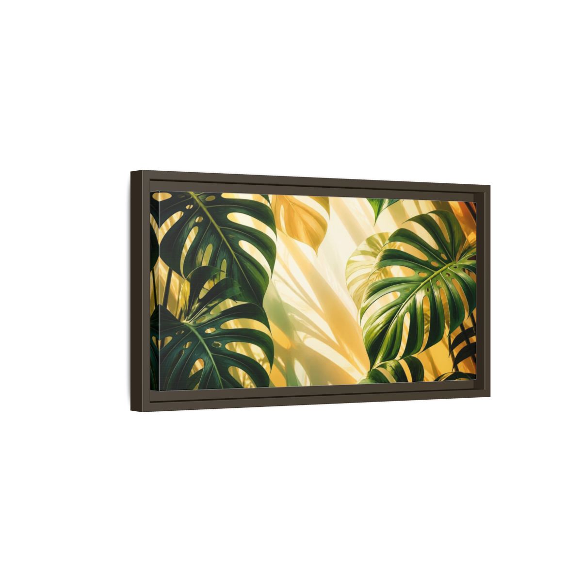 Side Mockup 7. Botanical Monstera Sunlight Study shown as framed canvas print