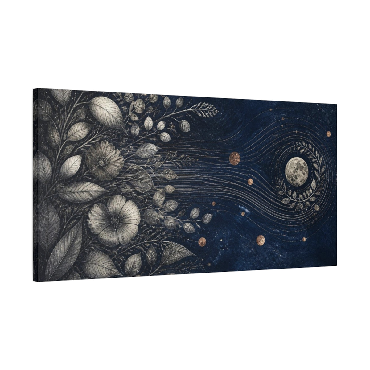 Main Mockup. Botanical Moon Garden shown as canvas print