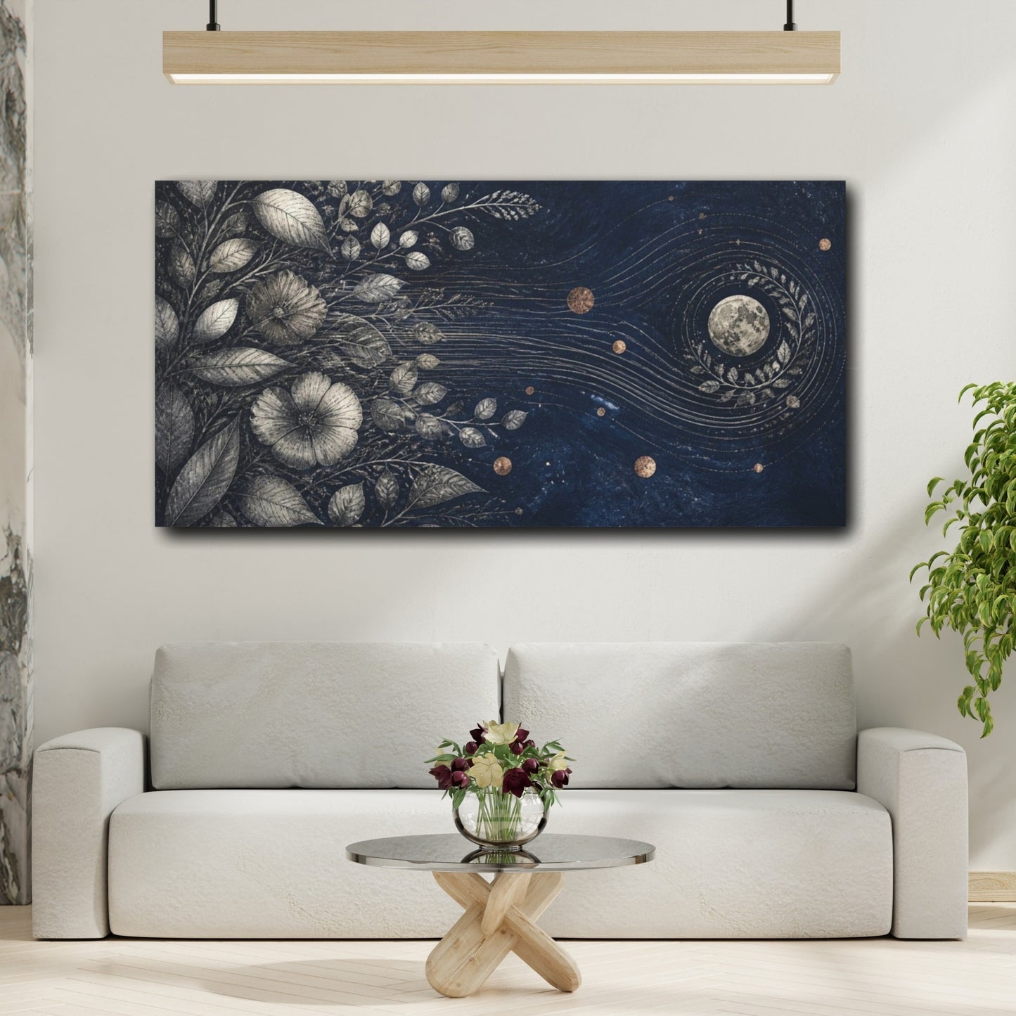Mockup 2. Botanical Moon Garden shown as canvas print
