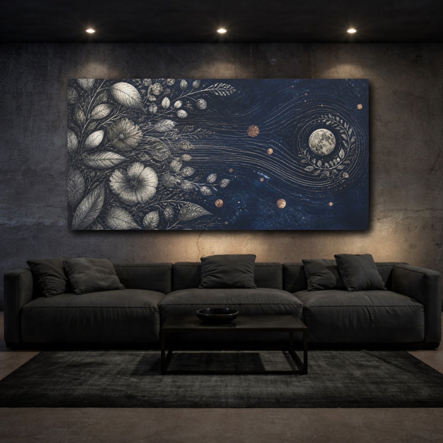 Mockup 3. Botanical Moon Garden shown as canvas print