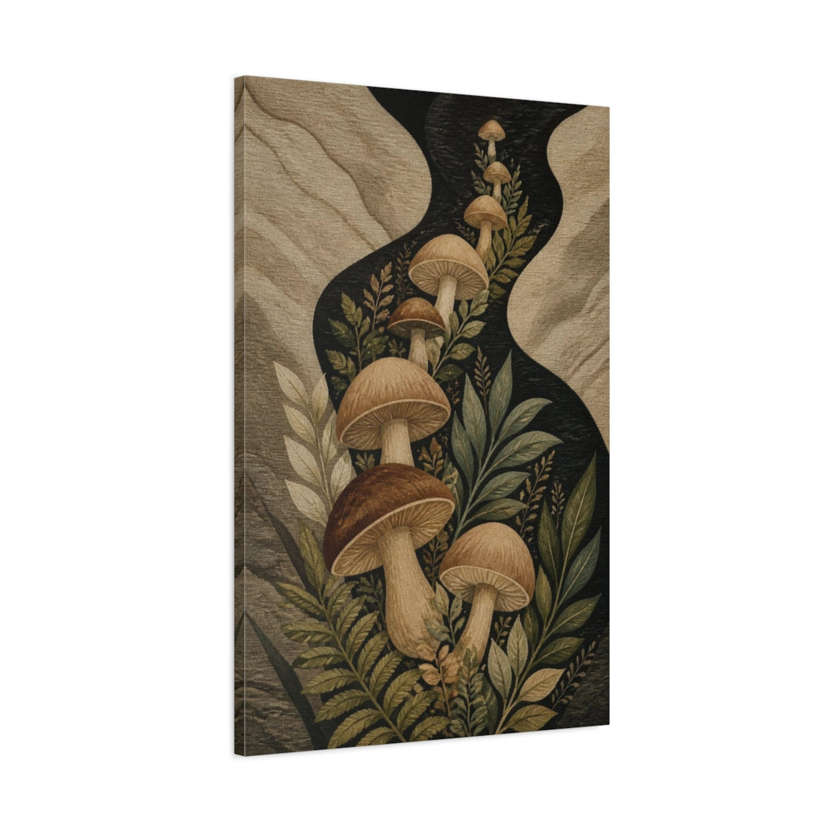 Main Mockup. Botanical Mushroom Grove shown as canvas print