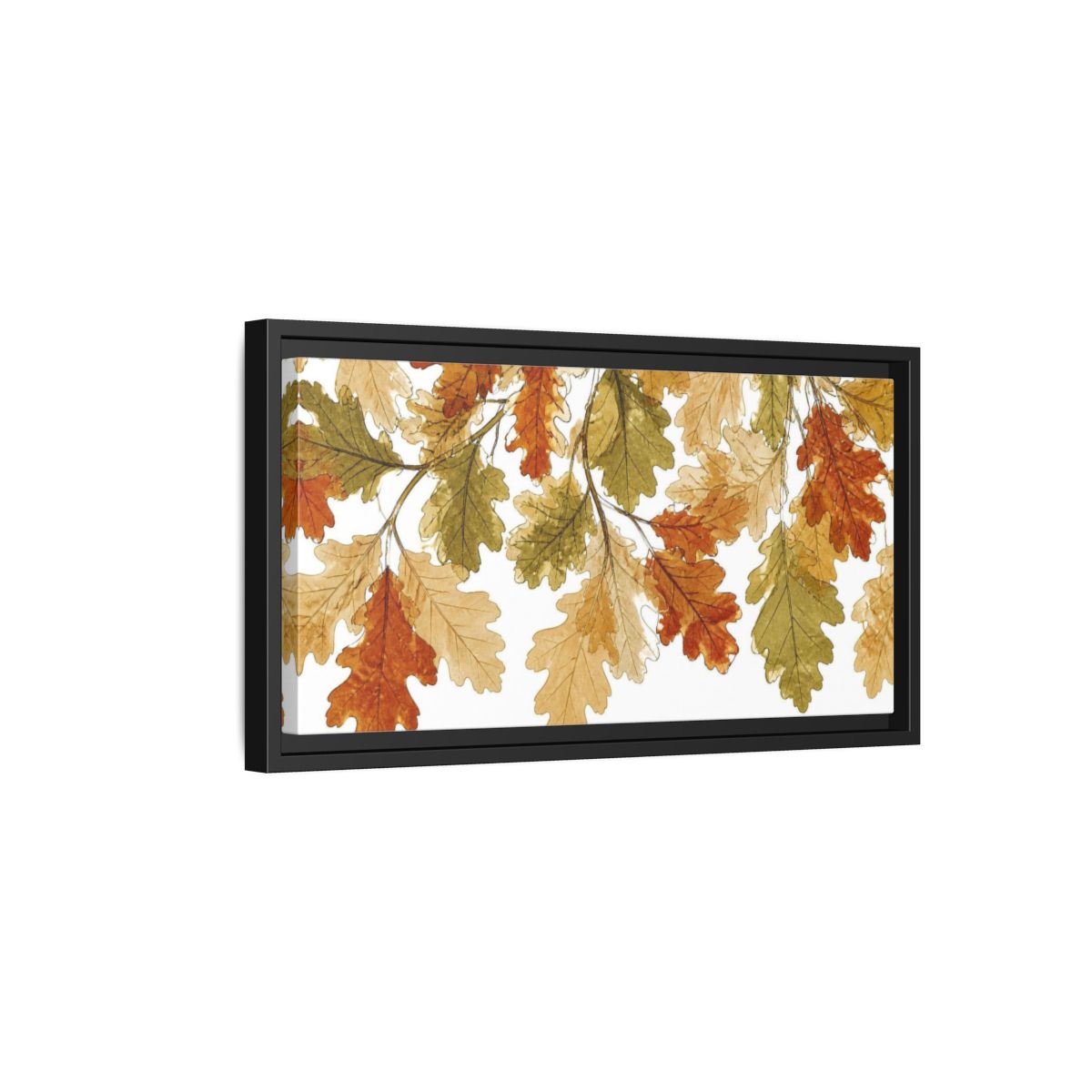 Side Mockup 8. Botanical Oak Leaves Study shown as framed canvas print