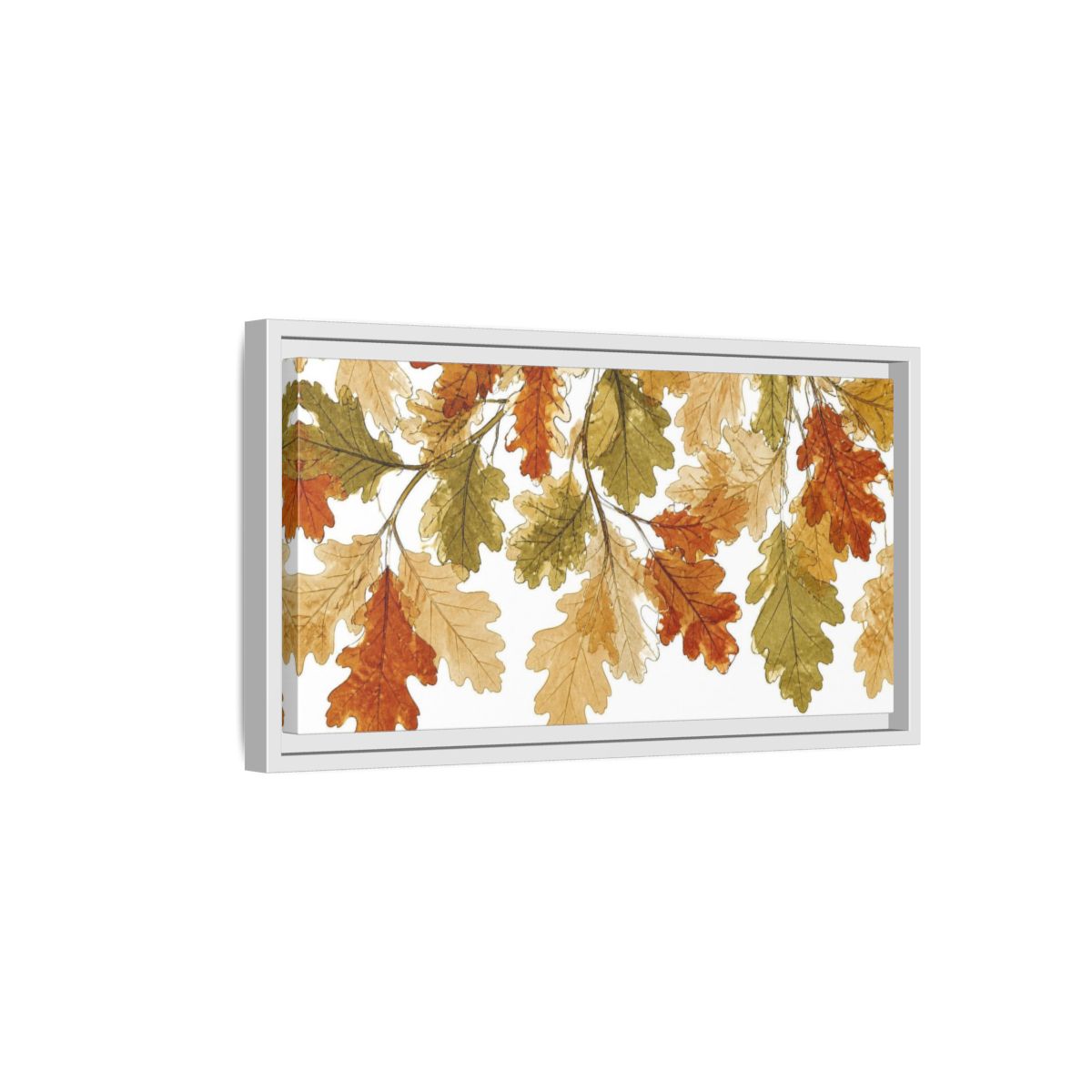 Side Mockup 6. Botanical Oak Leaves Study shown as framed canvas print