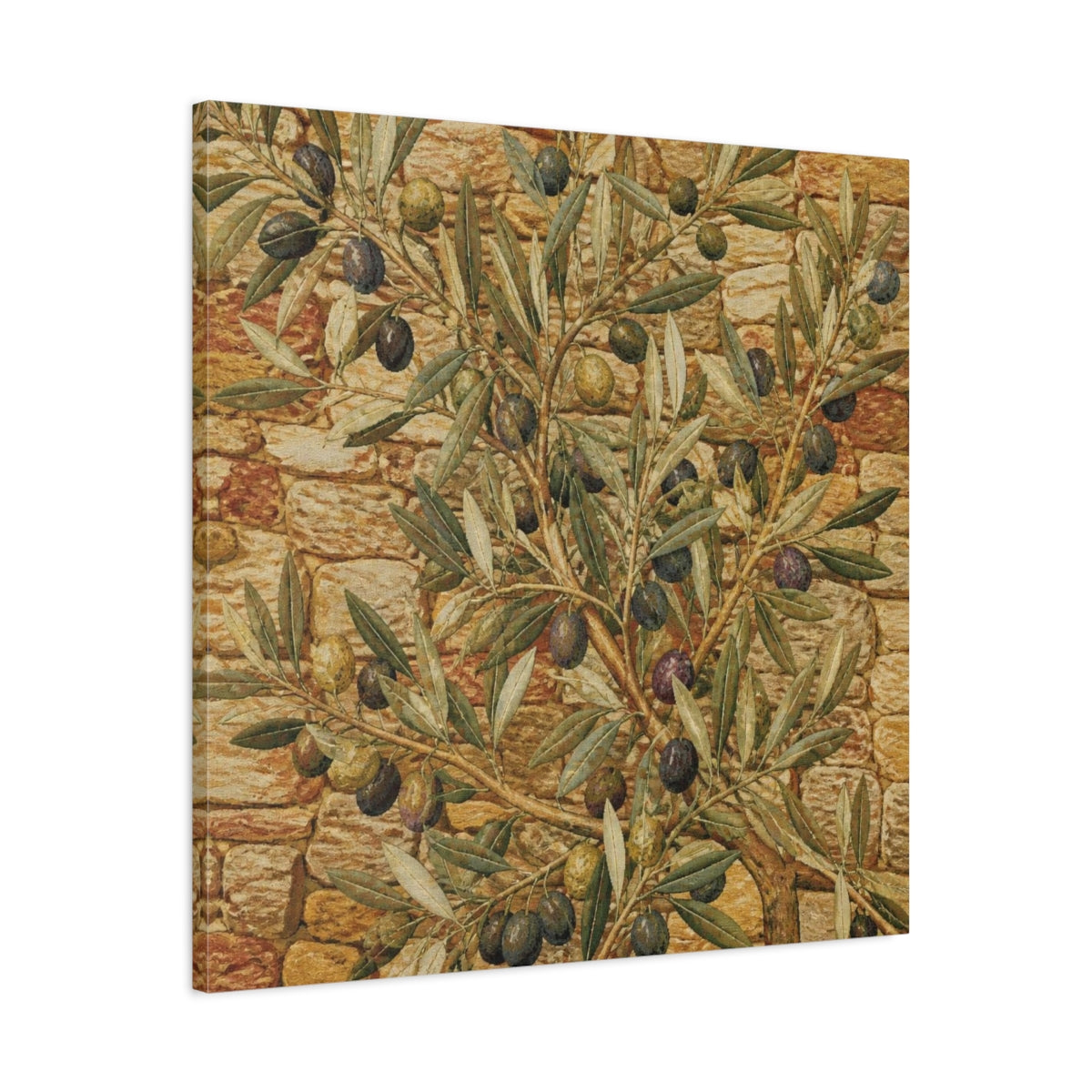 Side Mockup 3. Botanical Olive Branch shown as canvas print