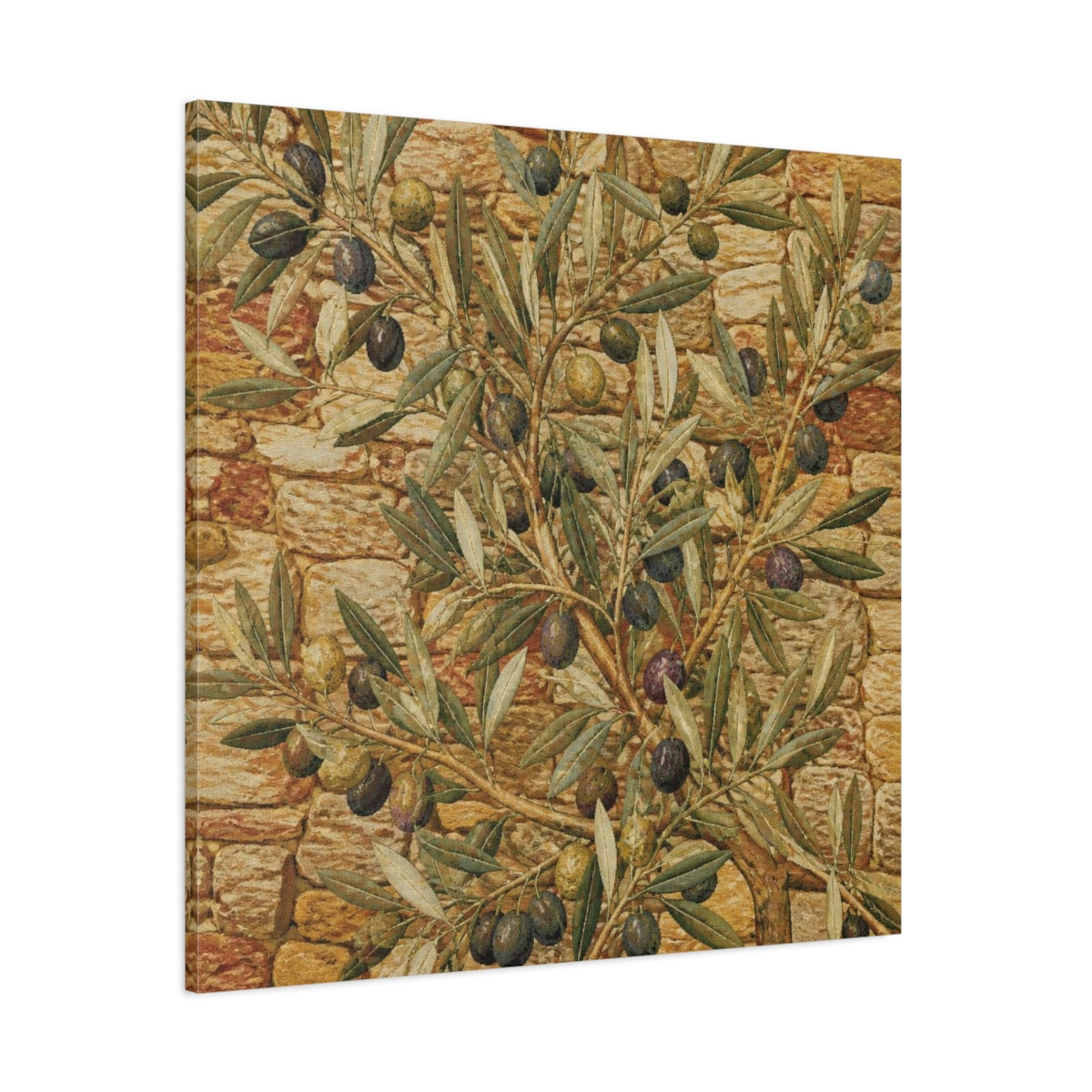 Side Mockup 1. Botanical Olive Branch shown as canvas print