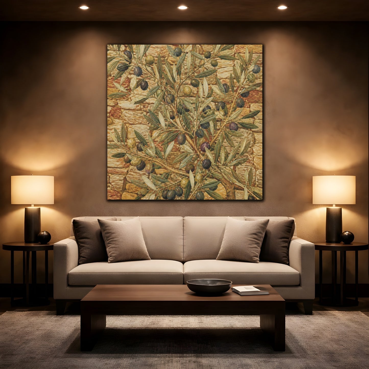 Mockup 2. Botanical Olive Branch shown as canvas print