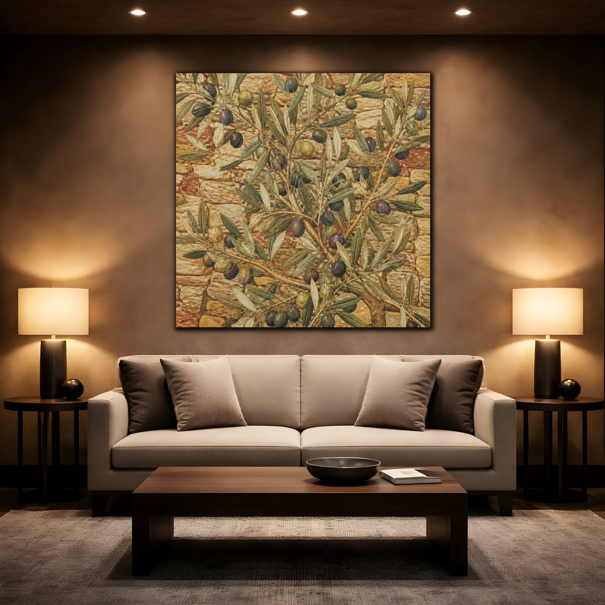 Mockup 2. Botanical Olive Branch shown as canvas print