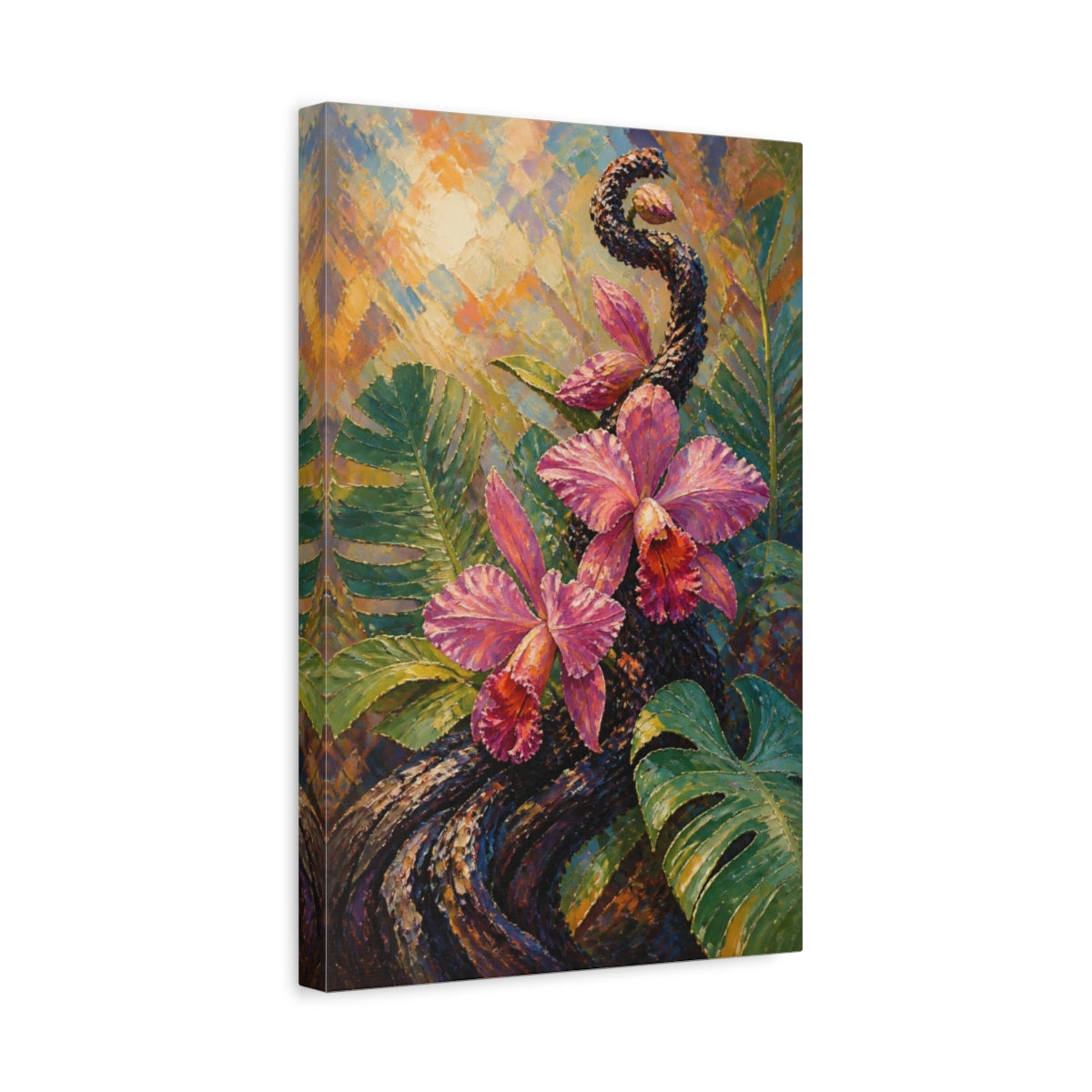 Side Mockup 4. Botanical Orchid Elegance shown as canvas print
