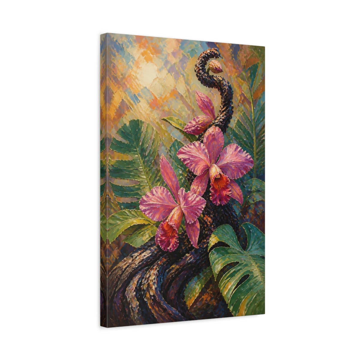 Side Mockup 3. Botanical Orchid Elegance shown as canvas print