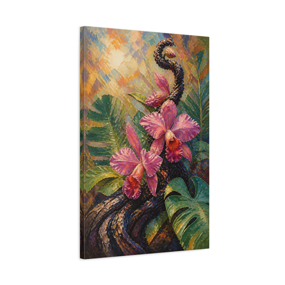 Side Mockup 2. Botanical Orchid Elegance shown as canvas print