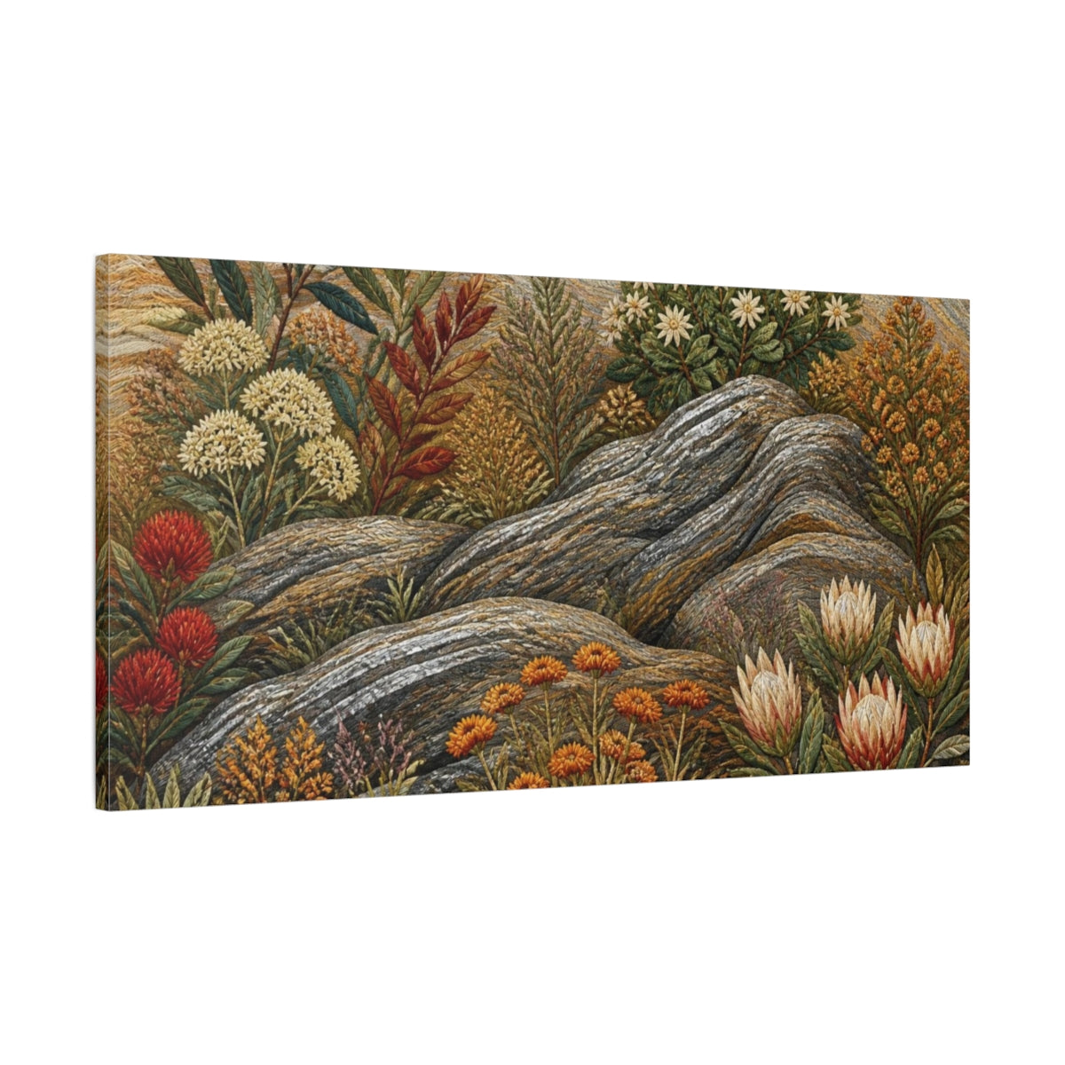 Main Mockup. Botanical Rock Garden shown as canvas print