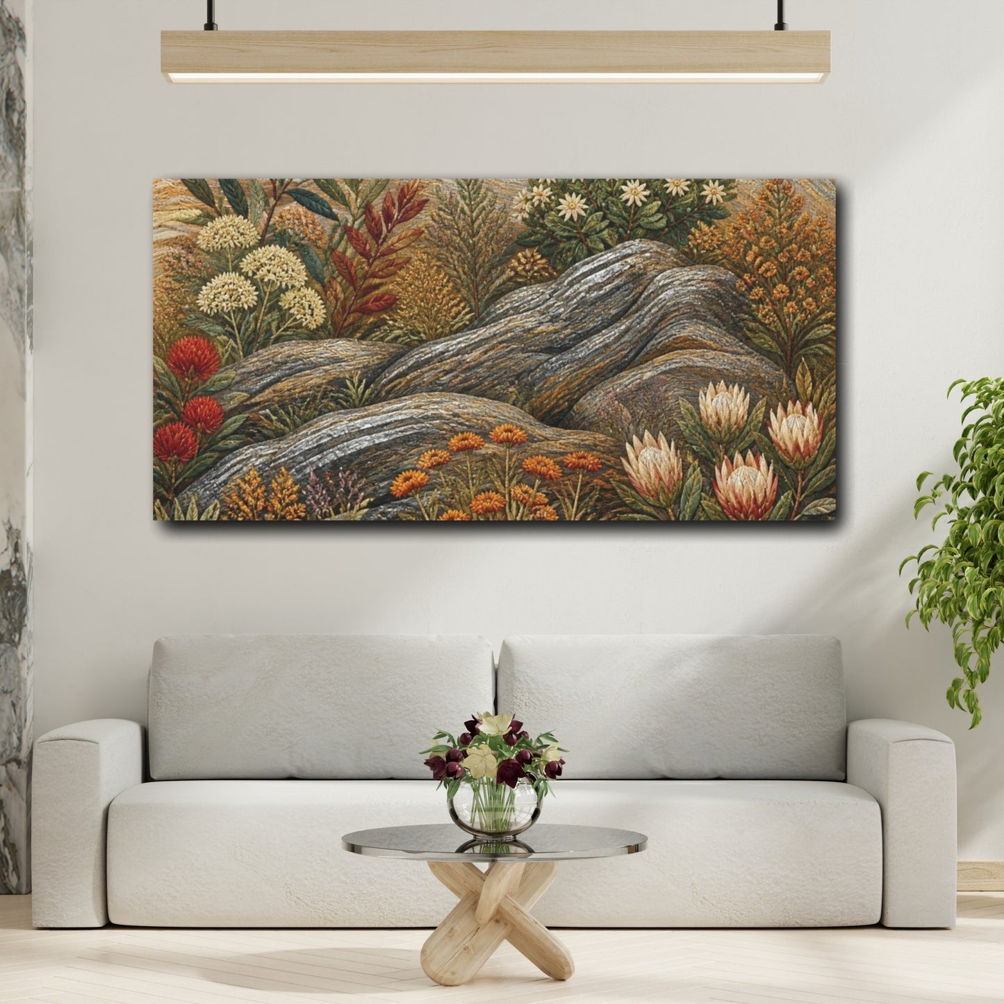 Mockup 2. Botanical Rock Garden shown as canvas print