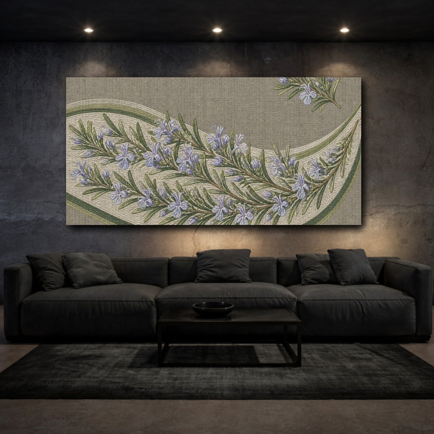 Mockup 3. Botanical Rosemary Garland shown as canvas print