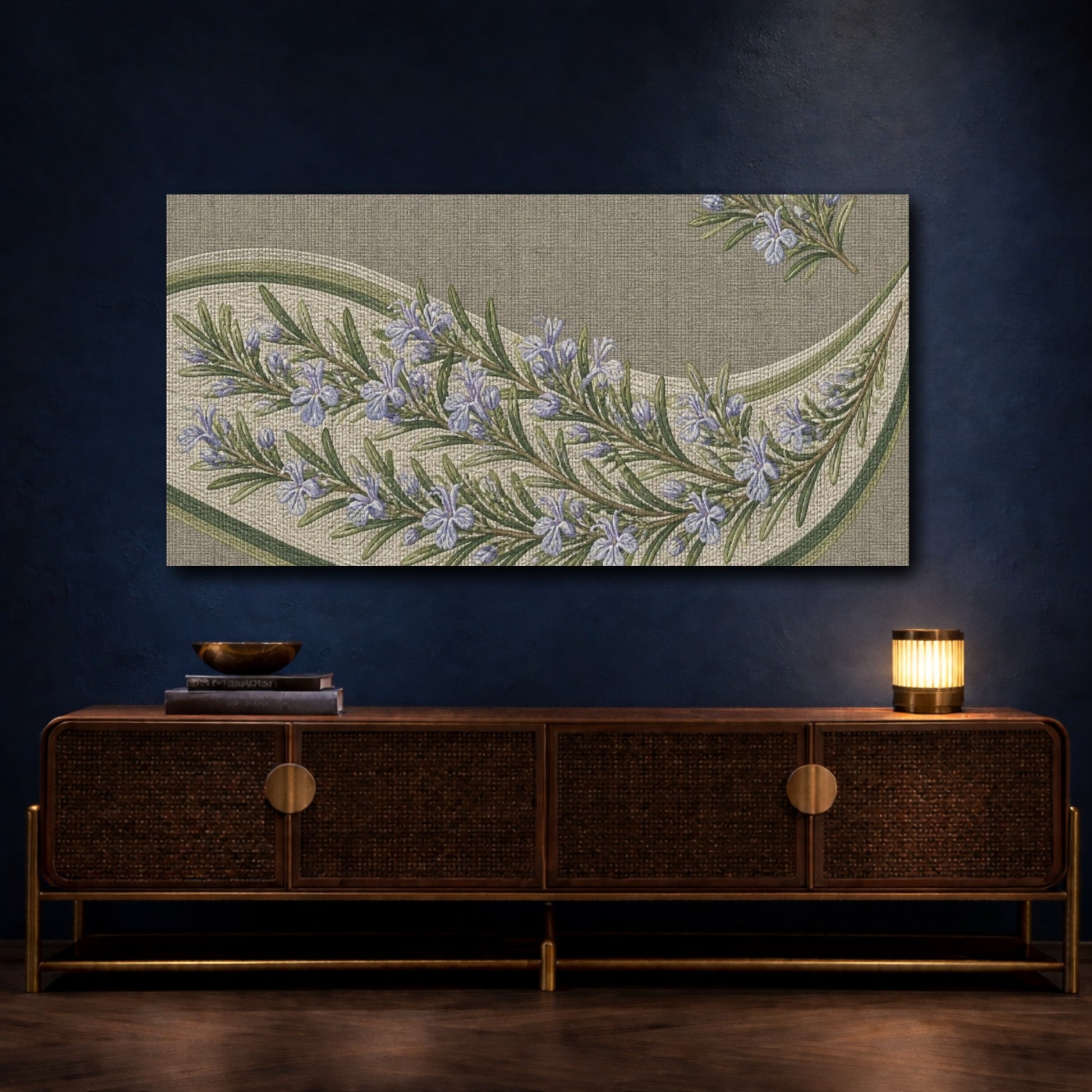 Mockup 4. Botanical Rosemary Garland shown as canvas print