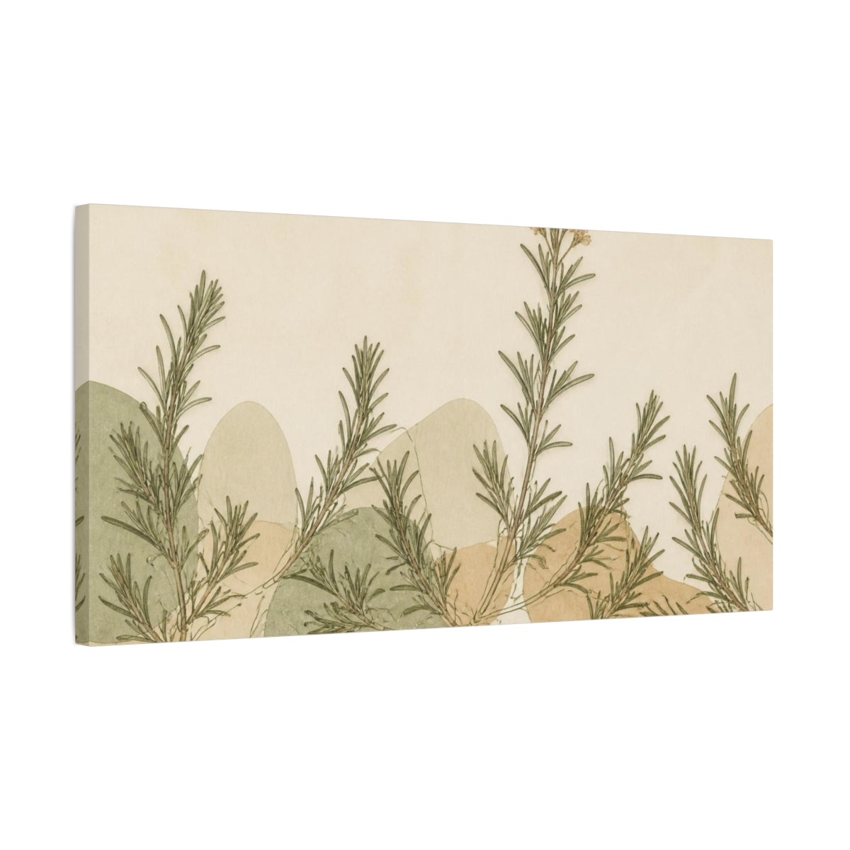 Side Mockup 1. Botanical Rosemary Sprigs shown as canvas print