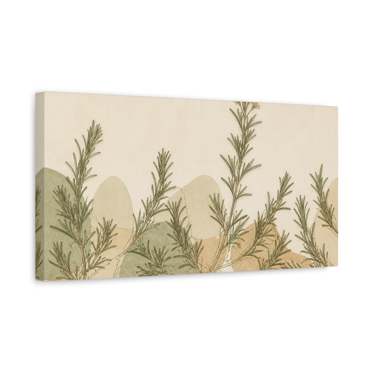 Side Mockup 3. Botanical Rosemary Sprigs shown as canvas print