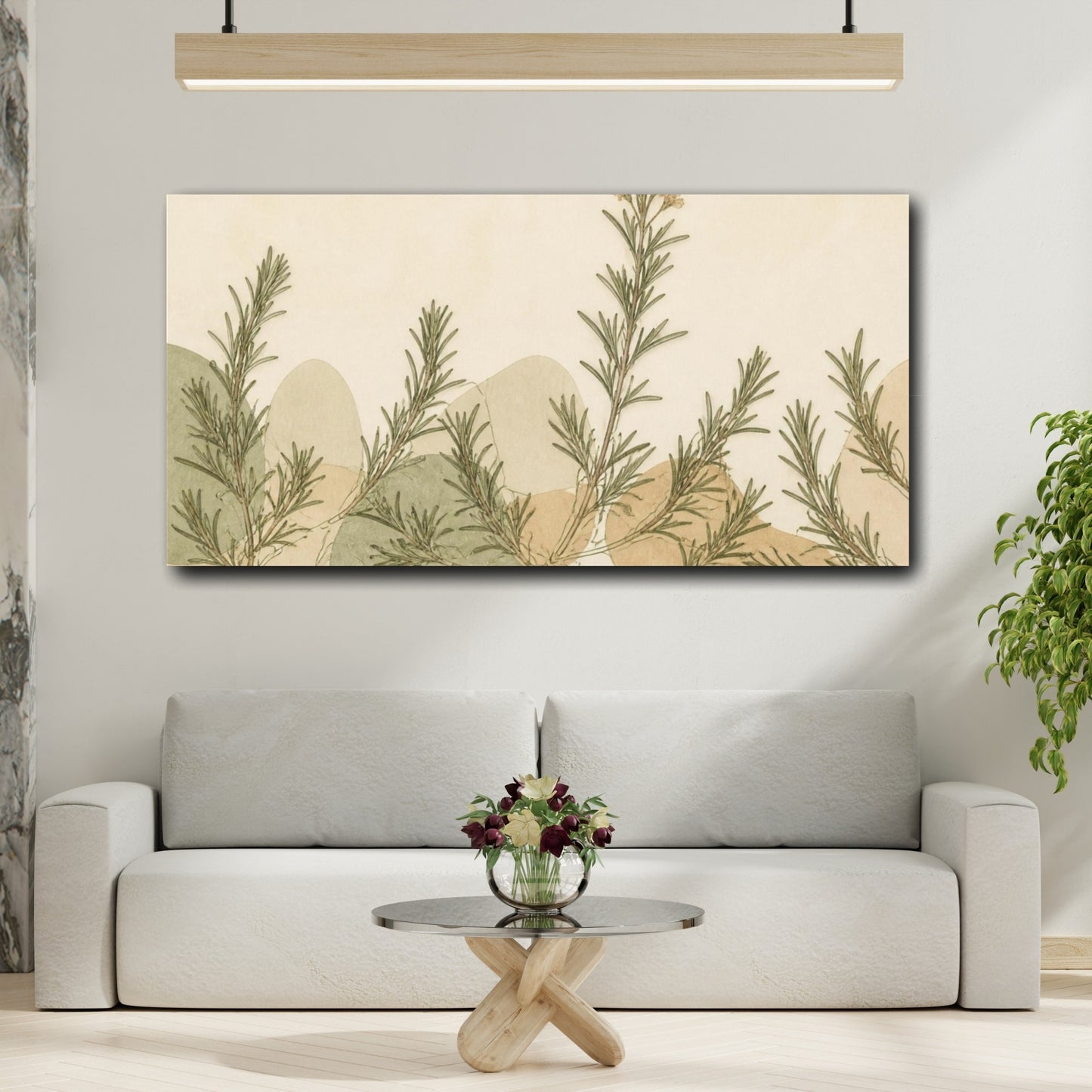 Mockup 2. Botanical Rosemary Sprigs shown as canvas print
