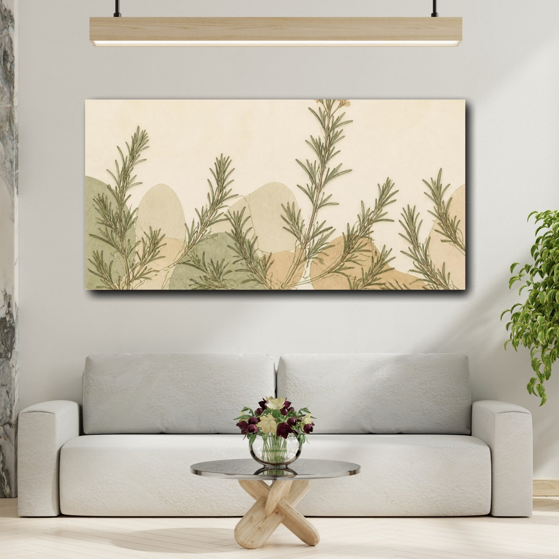 Mockup 2. Botanical Rosemary Sprigs shown as canvas print