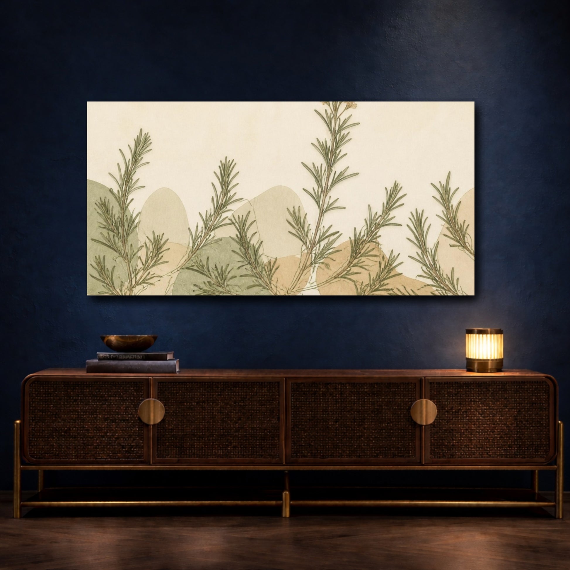 Mockup 4. Botanical Rosemary Sprigs shown as canvas print