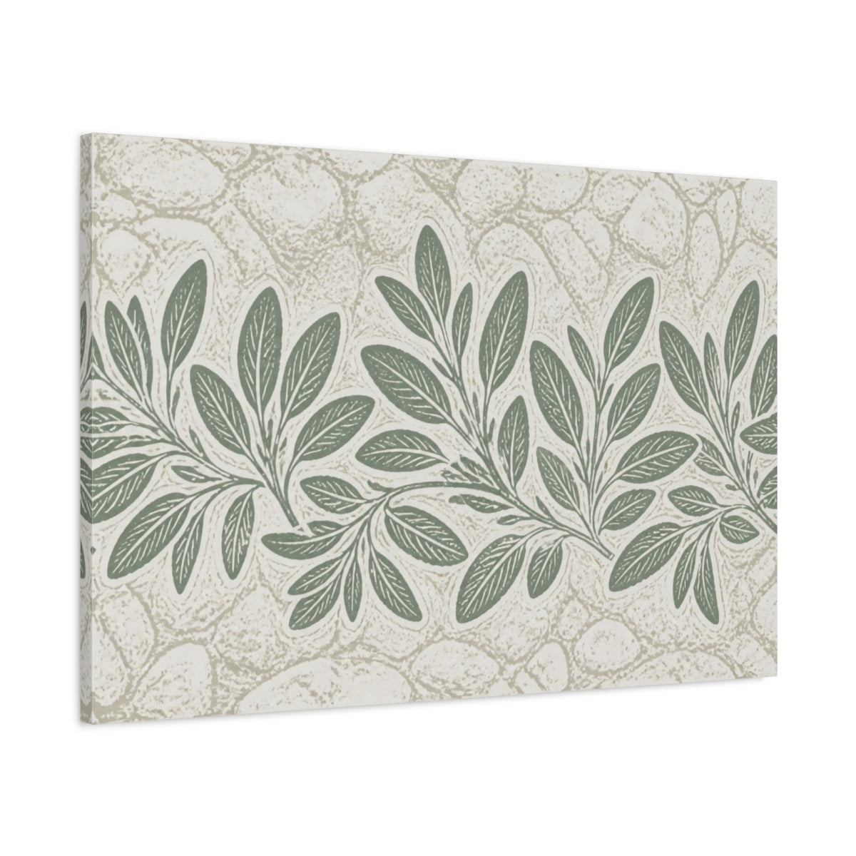 Main Mockup. Botanical Sage Leaves shown as canvas print
