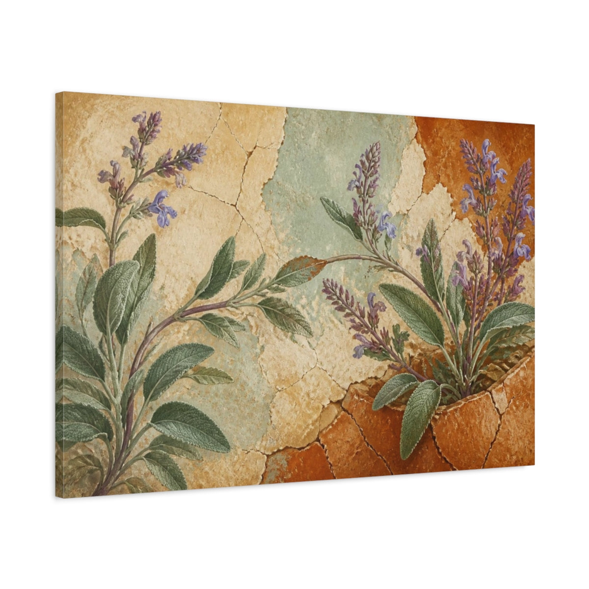Main Mockup. Botanical Sage Study shown as canvas print