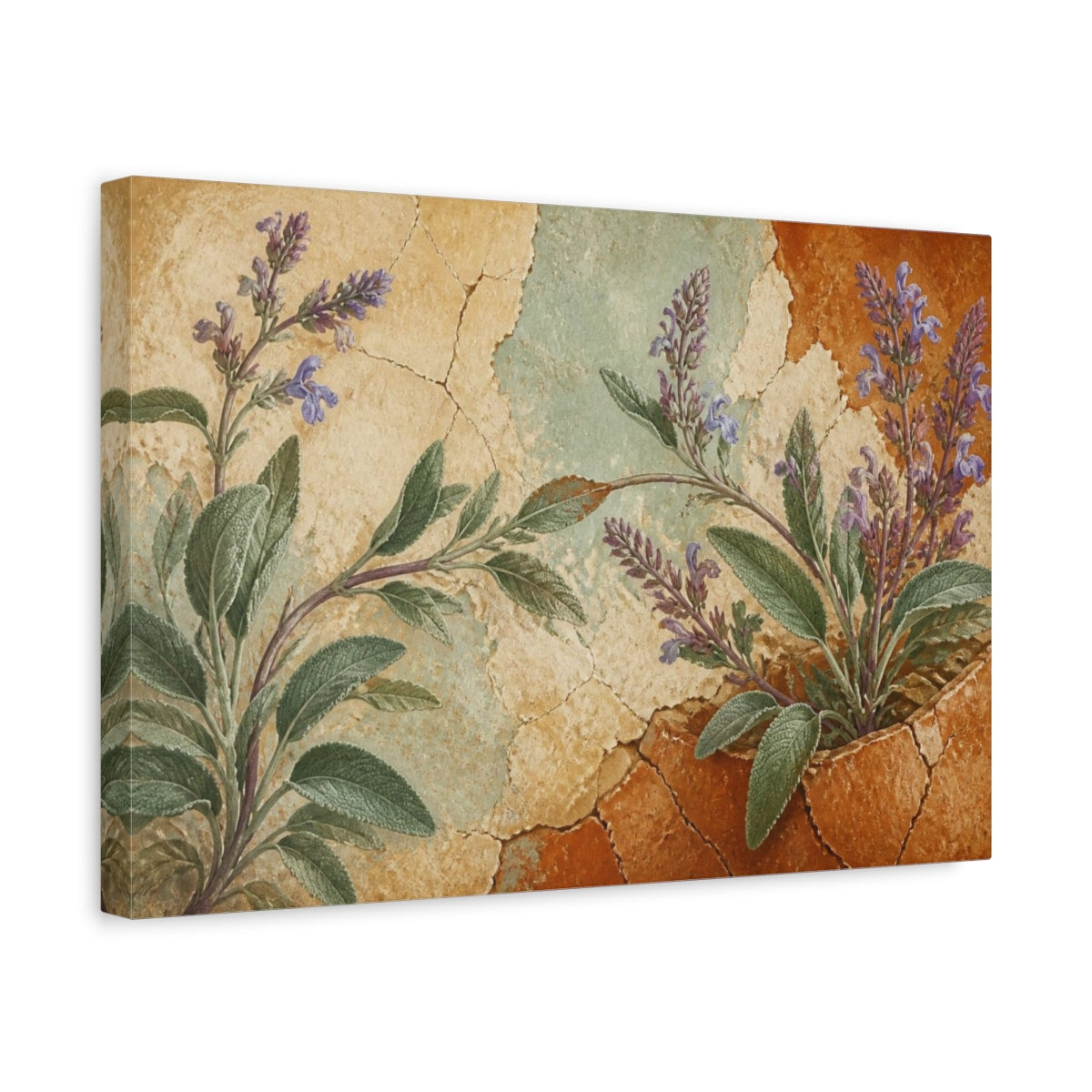 Side Mockup 4. Botanical Sage Study shown as canvas print