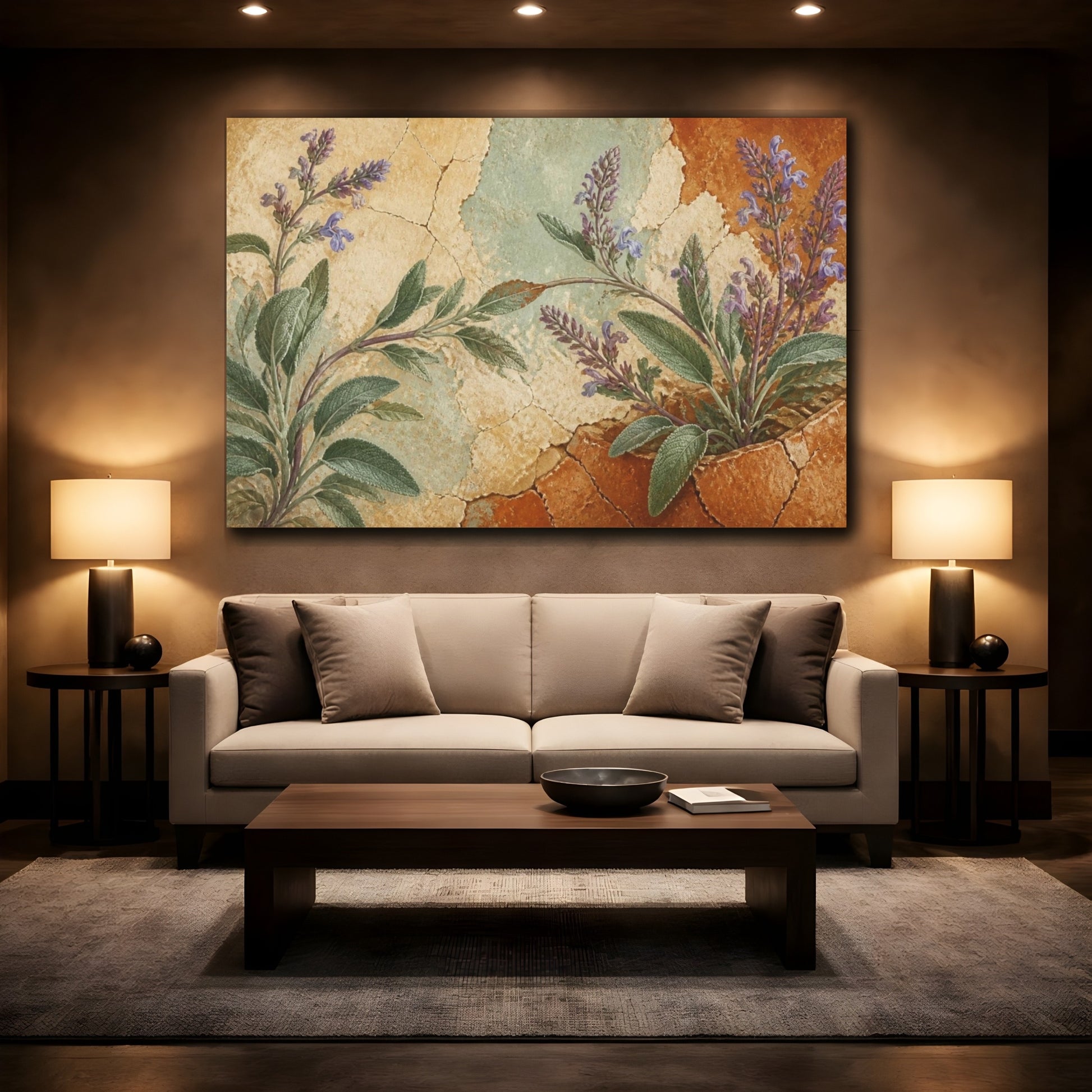 Mockup 2. Botanical Sage Study shown as canvas print