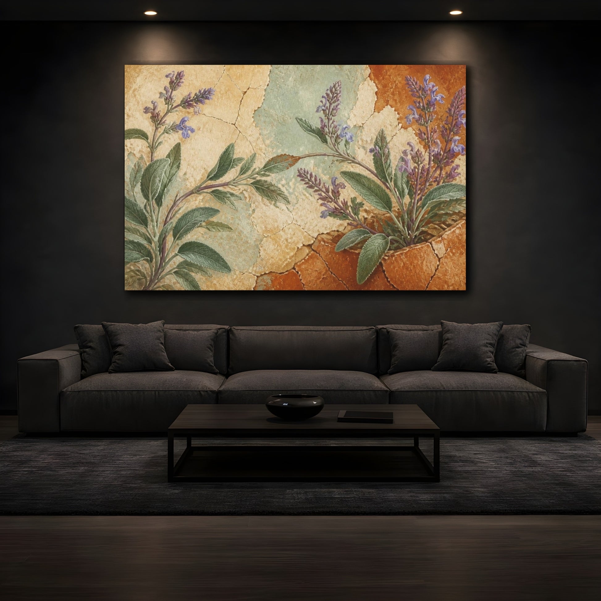 Mockup 3. Botanical Sage Study shown as canvas print