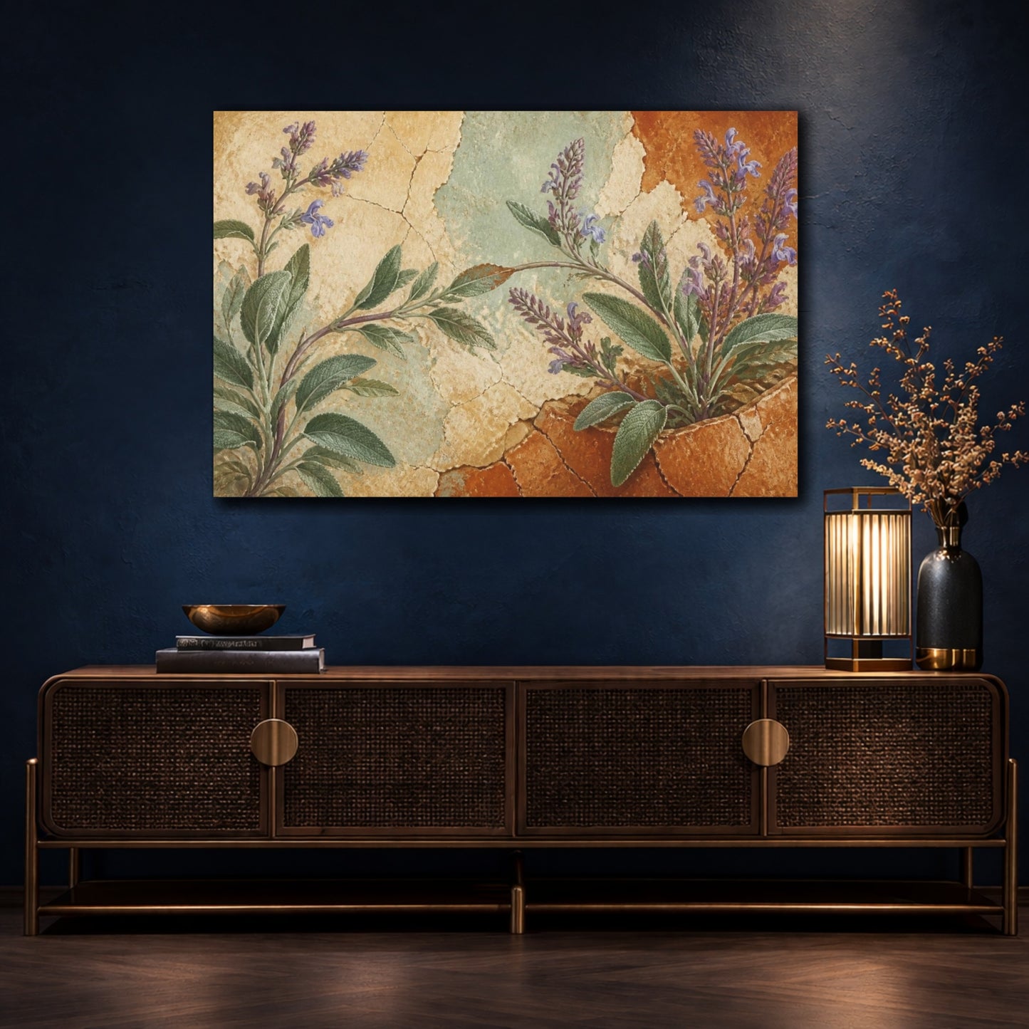 Mockup 4. Botanical Sage Study shown as canvas print