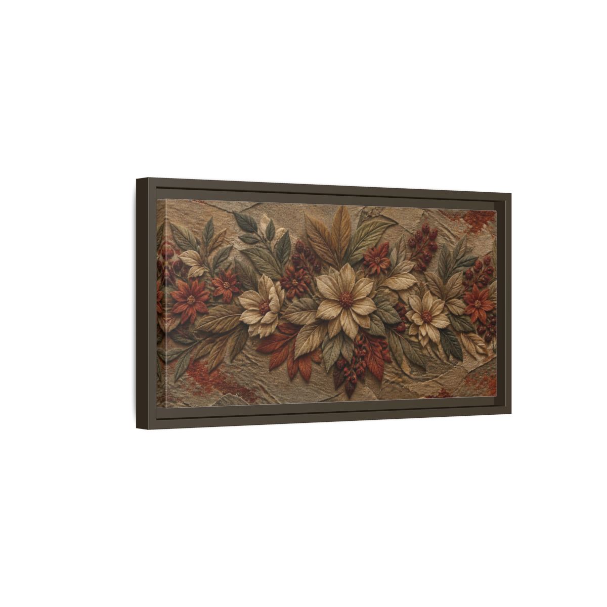 Side Mockup 7. Botanical Stone Flowers shown as framed canvas print