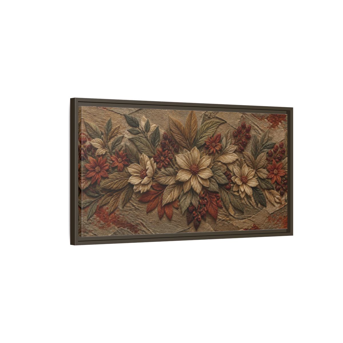 Main Mockup. Botanical Stone Flowers shown as framed canvas print