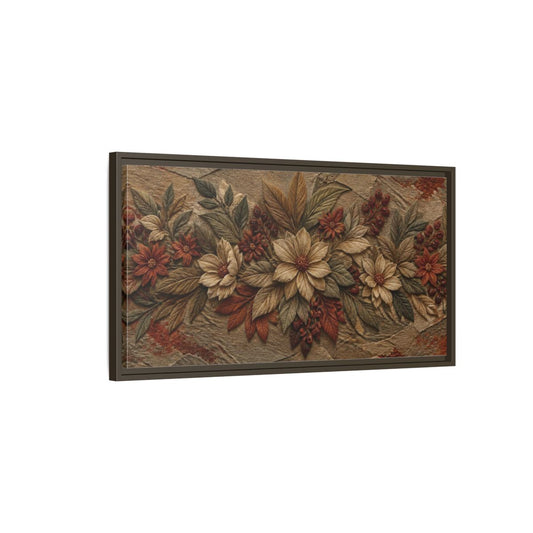 Main Mockup. Botanical Stone Flowers shown as framed canvas print