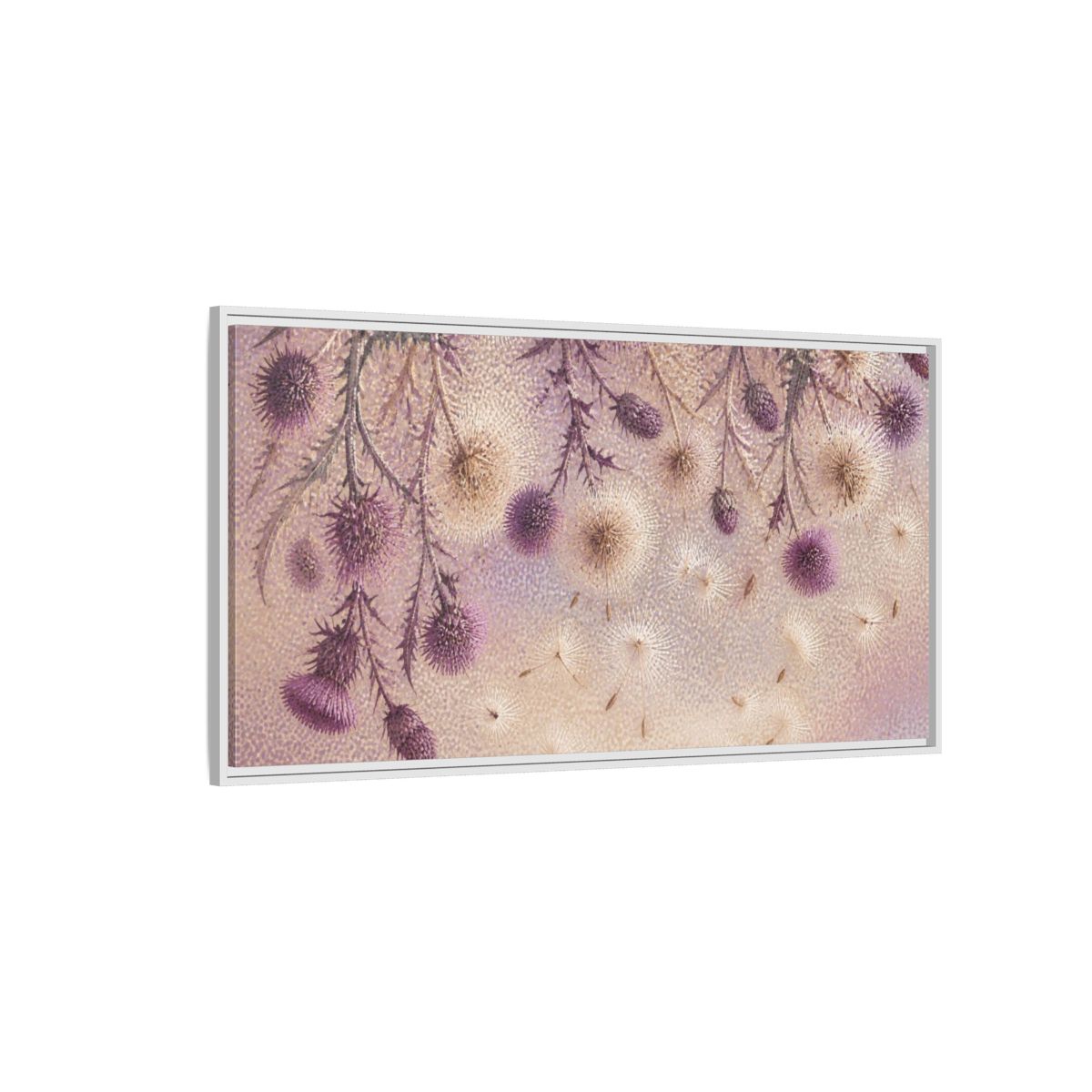 Side Mockup 3. Botanical Thistle Study shown as framed canvas print