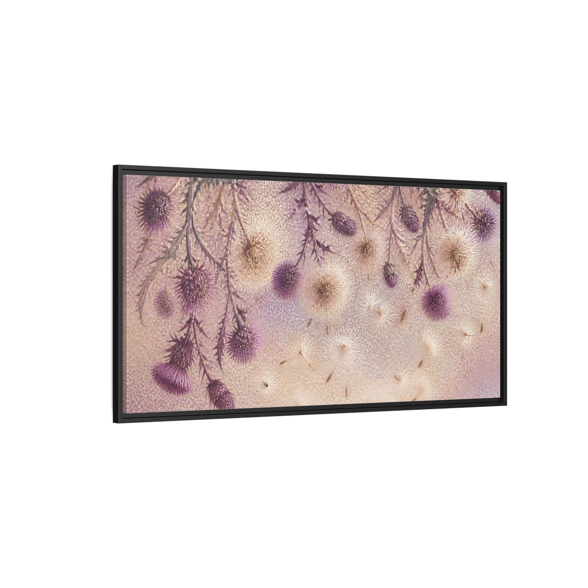 Side Mockup 5. Botanical Thistle Study shown as framed canvas print
